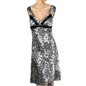 Byerwear Too Juniors Size 9 Black White Floral Hi-low Satin Slip Dress Womens M